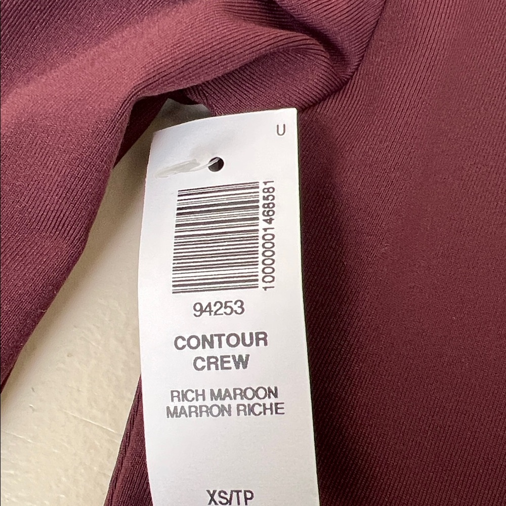 NWT Aritzia Babaton Women’s Contour Crew Long Sleeve Rich Maroon Size XS - Picture 6 of 9